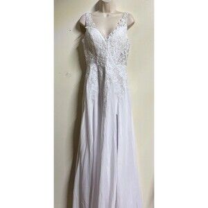 Women's 10 Wedding Dress Tulle Triple Spaghetti Straps Floral Lace Layered